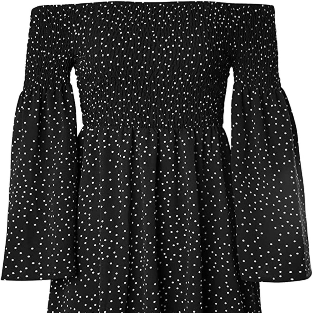 ONEYIM Women's Dress Summer Floral Long Sleeve Off Shoulder Casual Mini Dresses